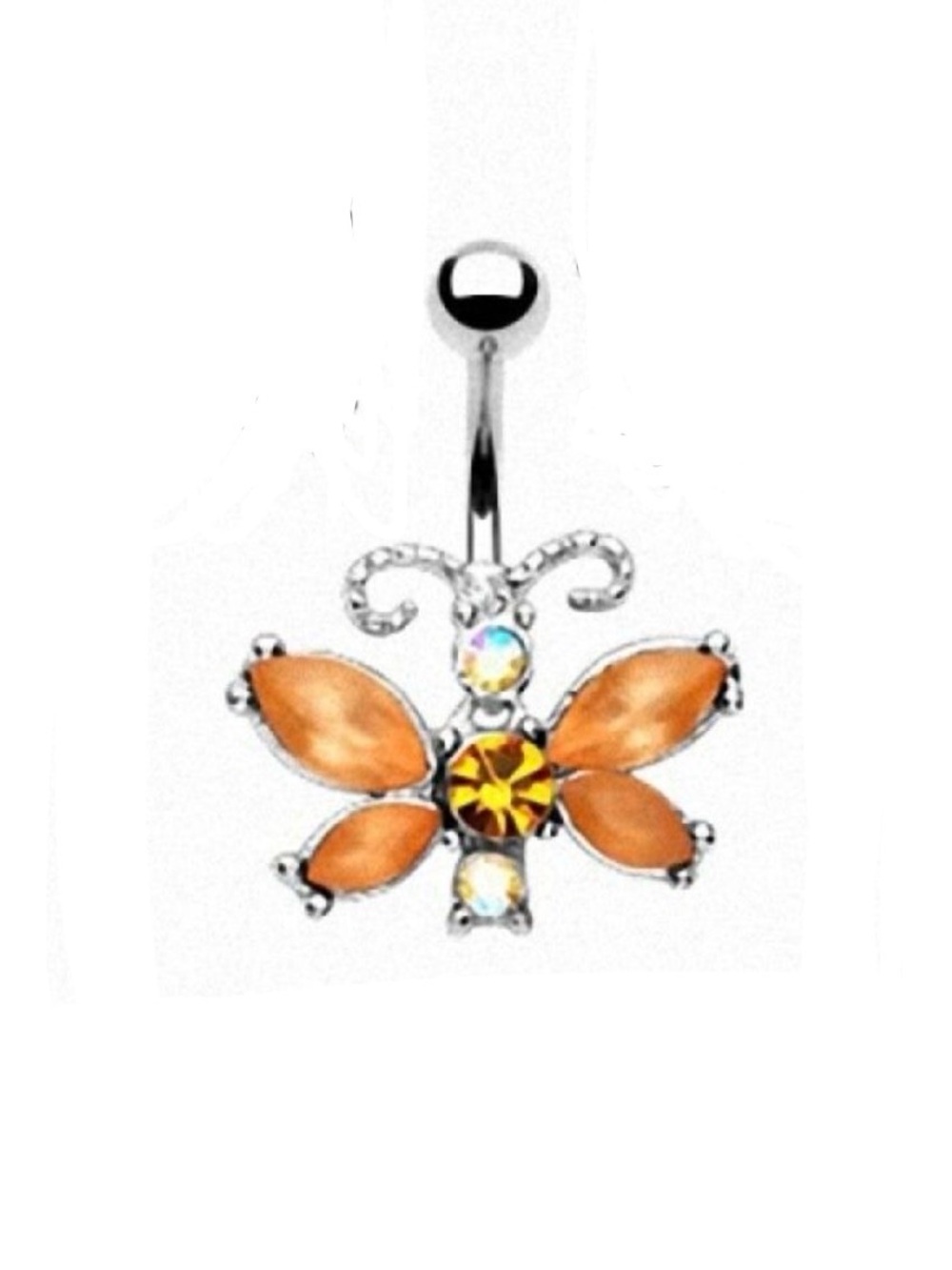 Vibrant Orange Butterfly Belly Button Ring